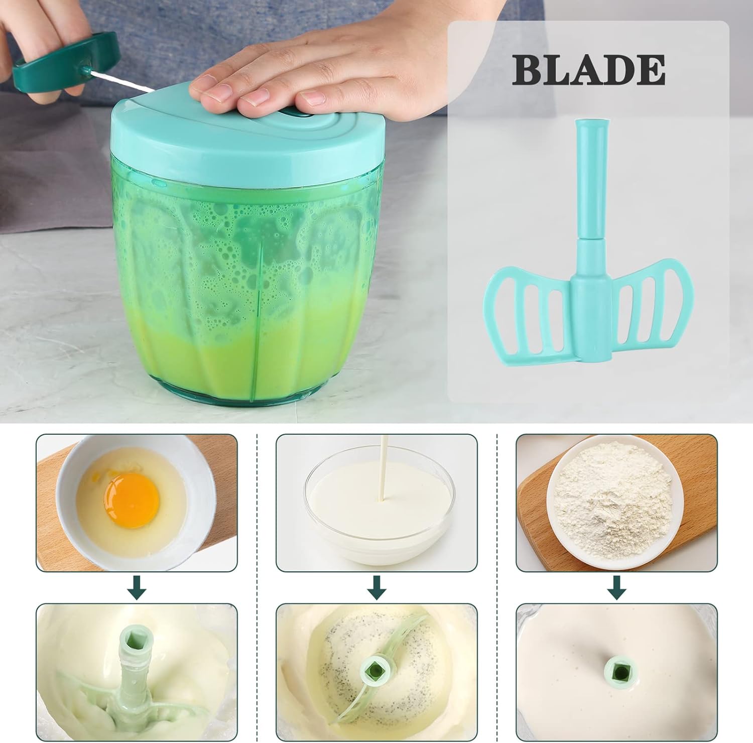 Manual Food Chopper, Vegetable Cutter, Chopper, Hand String Chopper, Smoothie Blender -900ml Manual Food Chopper, Vegetable Cutter, Chopper, Hand String Chopper, Smoothie Blender -900ml